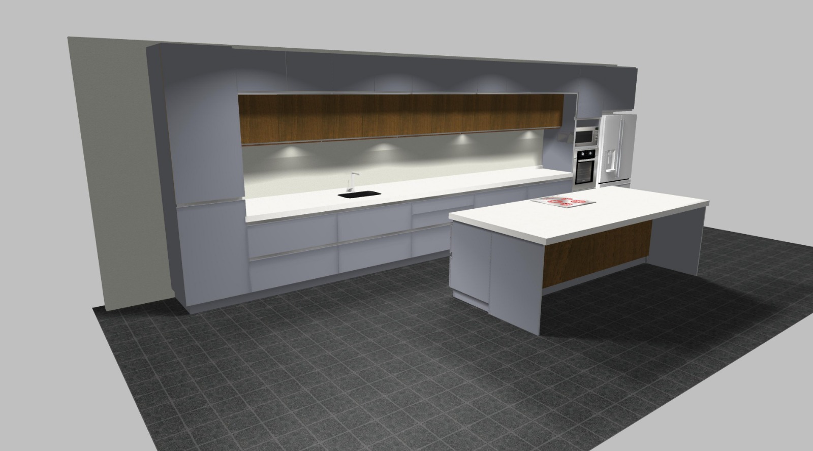 Render 3D de placard con puertas corredizas